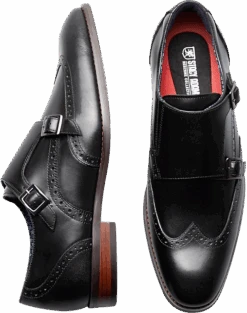 Stacy Adams Karson Wingtip Monkstrap Dress Shoes, Black