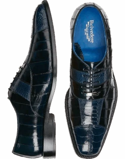 Belvedere Mare Ostrich & Eel Cap Toe Oxfords, Navy