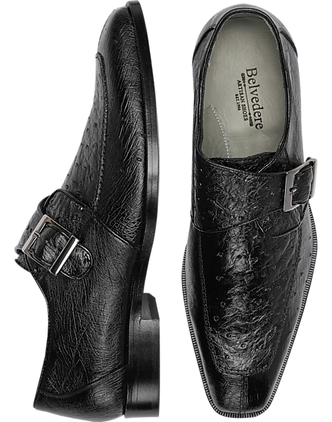 Belvedere Josh Ostrich Moc Toe Monk Strap Shoes, Brown 1 Belvedere Josh Ostrich Moc Toe Monk Strap Shoes, Brown