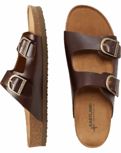Eastland Cambridge Suede Double Buckle Slide Sandals, Khaki