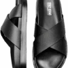 Stacy Adams Montel Cross Strap Slide Sandals, Black