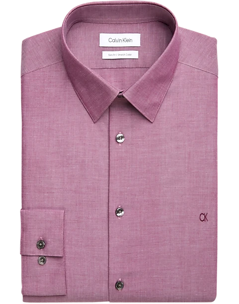 Calvin Klein Slim Fit Embroidered Logo Dress Shirt, Wine 1 Calvin Klein Slim Fit Embroidered Logo Dress Shirt, Wine