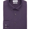 Calvin Klein Refined Cotton Stretch Supima Slim Fit Hidden Button-Down Collar Dress Shirt, Purple