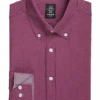Michael Strahan Four-Way Stretch Modern Fit Dress Shirt, Burgundy Dot