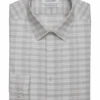 Calvin Klein Infinite Wrinkle Free Slim Fit Stretch Collar Dress Shirt, Taupe Plaid