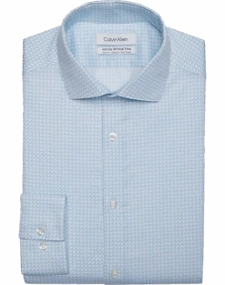 Calvin Klein Infinite Wrinkle Free Slim Fit Stretch Collar Dress Shirt, Blue Triangles