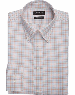 Lauren By Ralph Lauren UltraFlex Classic Fit Button-Down Collar Dress Shirt, Orange Plaid