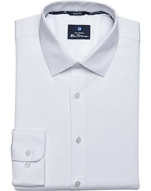 Ben Sherman Slim Fit Dobby Dress Shirt, White Diamond 1 Ben Sherman Slim Fit Dobby Dress Shirt, White Diamond