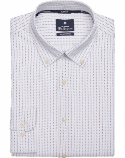 Ben Sherman Slim Fit Button-Down Collar Dress Shirt, Red And Blue Geo
