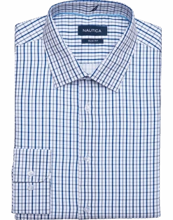 Nautica Slim Fit Four-Way Stretch Dress Shirt, Blue Plaid