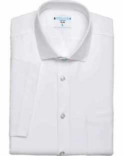 &Collar Pacific Slim Fit Stain-Resistant Short Sleeve Dress Shirt, White