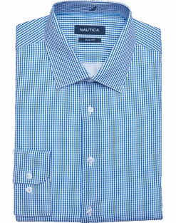 Nautica Slim Fit Four-Way Stretch Dress Shirt, Blue Check