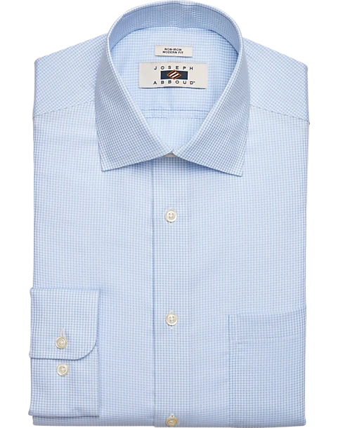 Joseph Abboud Modern Fit Spread Collar Dress Shirt, Blue Gingham 1 Joseph Abboud Modern Fit Spread Collar Dress Shirt, Blue Gingham