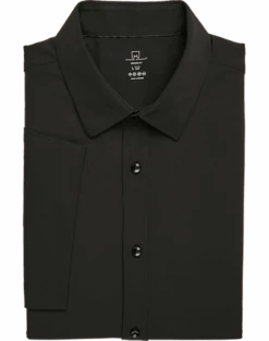 Michael Strahan Modern Fit Short Sleeve Dress Shirt, Black