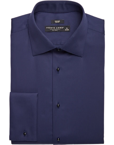 Pronto Uomo Slim Fit French Cuff Tuxedo Formal Shirt, Navy 1 Pronto Uomo Slim Fit French Cuff Tuxedo Formal Shirt, Navy