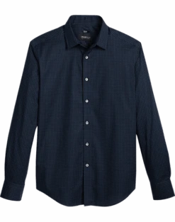 Awearness Kenneth Cole Slim Fit Sport Shirt, Navy Square Dot