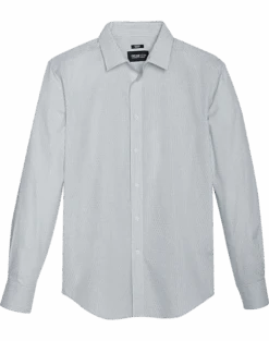 Awearness Kenneth Cole Slim Fit Spread Collar Sport Shirt, Light Green Diamond Stripe