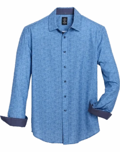Michael Strahan Modern Fit Sport Shirt, Navy Painted Gingham