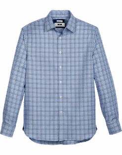 Joseph Abboud Non-Iron Modern Fit Spread Collar Sport Shirt, Blue Check