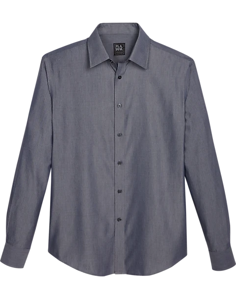 Jos. A. Bank Traveler Collection Slim Fit Spread Collar Sport Shirt, Black Melange Chevron 1 Jos. A. Bank Traveler Collection Slim Fit Spread Collar Sport Shirt, Black Melange Chevron