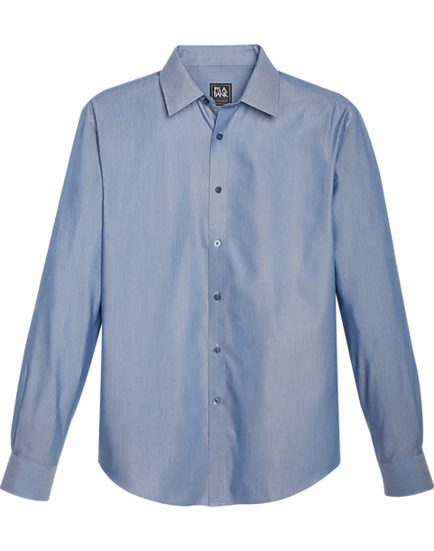 Jos. A. Bank Traveler Collection Slim Fit Spread Collar Sport Shirt, Blue Melange Chevron 1 Jos. A. Bank Traveler Collection Slim Fit Spread Collar Sport Shirt, Blue Melange Chevron