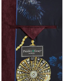 Paisley & Gray Slim Fit Ultra-suede Military Jacket, Burgundy 5 Paisley & Gray Slim Fit Ultra-suede Military Jacket, Burgundy -Quality Clothing Store MW40 6LTY 06 PAISLEY GRAY BURGUNDY ALT2