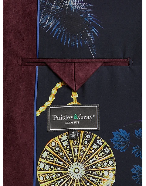 Paisley & Gray Slim Fit Ultra-suede Military Jacket, Burgundy 3 Paisley & Gray Slim Fit Ultra-suede Military Jacket, Burgundy - Image 3
