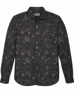 Paisley & Gray Slim Fit Spread Collar Sport Shirt, Black Floral