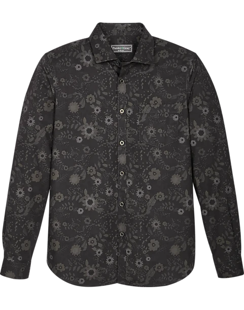 Paisley & Gray Slim Fit Spread Collar Sport Shirt, Black Floral 1 Paisley & Gray Slim Fit Spread Collar Sport Shirt, Black Floral