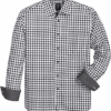 Michael Strahan Modern Fit Button-Down Collar Sport Shirt, Black Plaid
