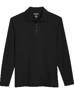Awearness Kenneth Cole Modern Fit Long Sleeve Polo, Black