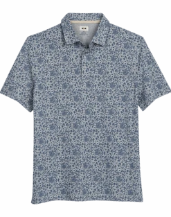 Joseph Abboud Modern Fit Short Sleeve Polo Shirt, Gray & Blue Floral