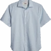 Joseph Abboud Modern Fit Short Sleeve Sport Shirt, Light Blue Leaf