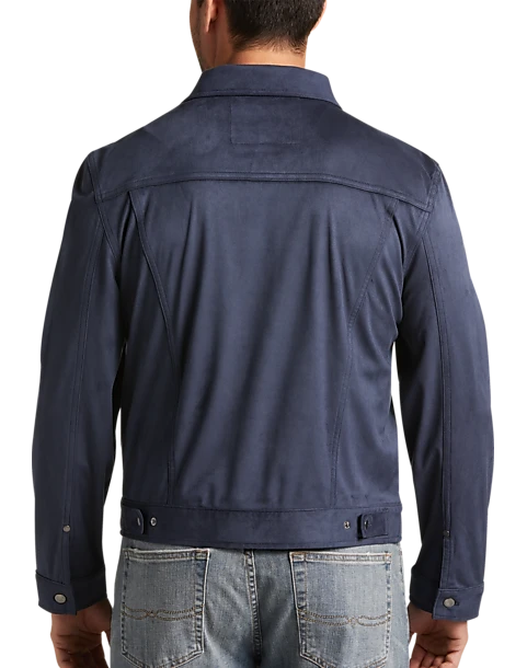 Joseph Abboud Modern Fit Faux Suede Trucker Jacket, Cognac 2 Joseph Abboud Modern Fit Faux Suede Trucker Jacket, Cognac - Image 2