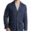 Joseph Abboud Modern Fit Linen Notch Collar 4-Pocket Soft Jacket, Navy