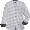 Michael Strahan Four-Way Stretch Modern Fit Sport Shirt, White Windowpane Plaid