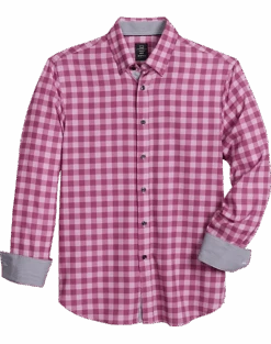 Michael Strahan Modern Fit Sport Shirt Rose Plaid