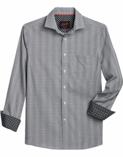 Egara Slim Fit Sport Shirt, Black Woven Check
