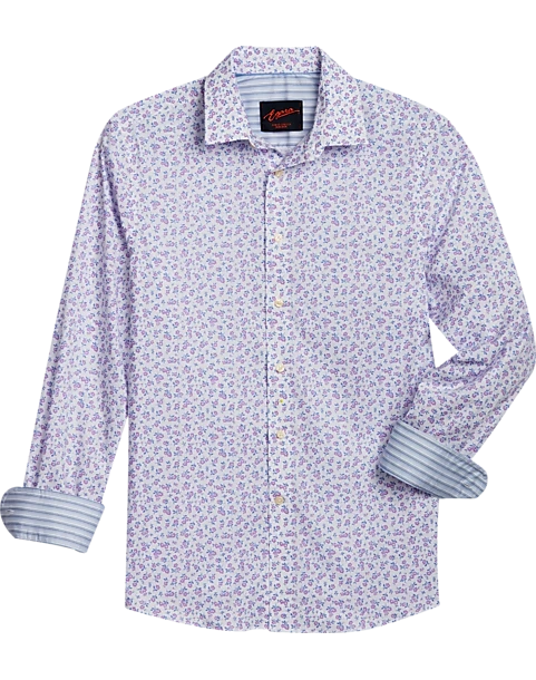 Egara Slim Fit Sport Shirt, Berry Tossed Floral 1 Egara Slim Fit Sport Shirt, Berry Tossed Floral