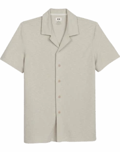 Joseph Abboud Modern Fit Short Sleeve Camp Shirt, Tan