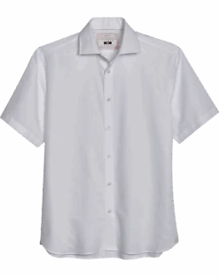 Joseph Abboud Modern Fit Short Sleeve Linen-Blend Sport Shirt, White