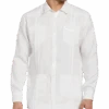Cubavera Modern Fit Linen Guayabera Shirt, White