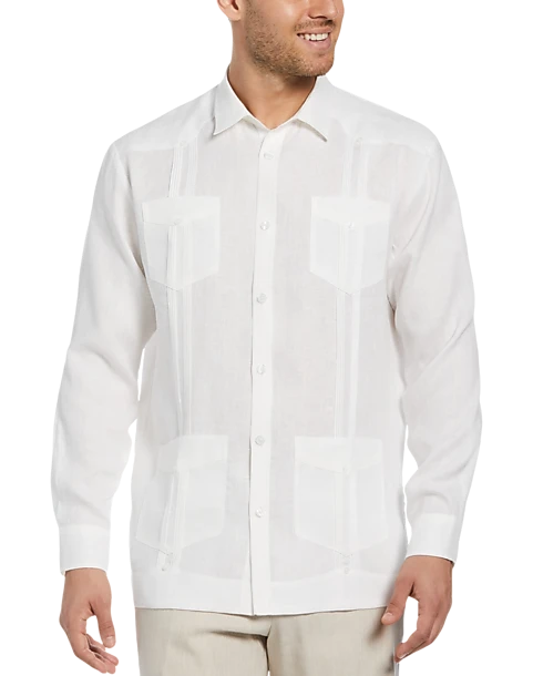 Cubavera Modern Fit Linen Guayabera Shirt, White 1 Cubavera Modern Fit Linen Guayabera Shirt, White