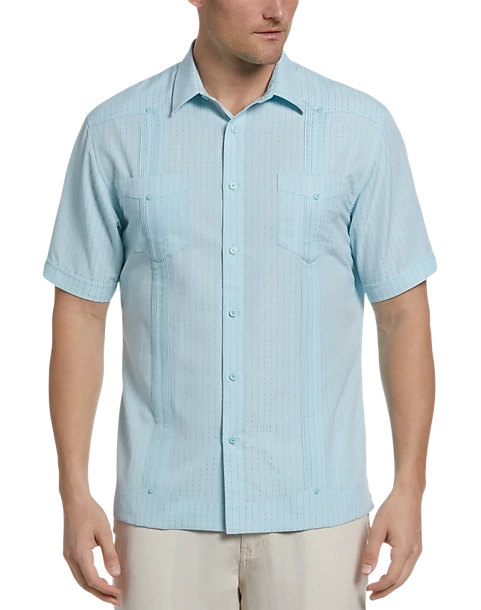 Cubavera Modern Fit EcoSelect Textured Guayabera Shirt, Blue 1 Cubavera Modern Fit EcoSelect Textured Guayabera Shirt, Blue