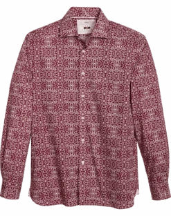 Joseph Abboud Modern Fit Sport Shirt, Burgundy Brocade