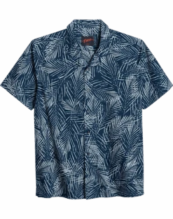 Egara Slim Fit Short Sleeve Sport Shirt, Teal Palmetto