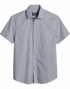 Awearness Kenneth Cole Slim Fit Short Sleeve Slub Sport Shirt, Light Gray
