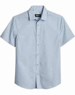 Awearness Kenneth Cole Slim Fit Short Sleeve Sport Shirt, Light Blue Rain