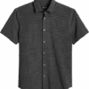 Awearness Kenneth Cole Slim Fit Short Sleeve Sport Shirt, Black Gingham