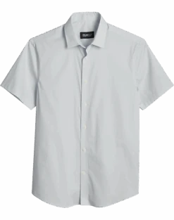 Awearness Kenneth Cole Slim Fit Short Sleeve Sport Shirt, Light Blue Gridlock